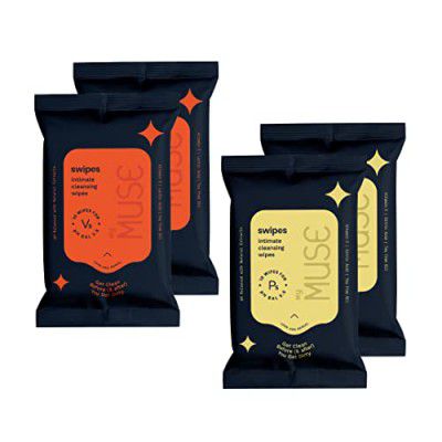 MyMuse Intimate Wipes Pack of 4 (40 Wipes) | Aloe Vera, Tea Tree oil, Vitamin E Extract |pH Balanced for Men & Women