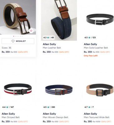 Myntra : Allen Solly Men Belts Starts @359.