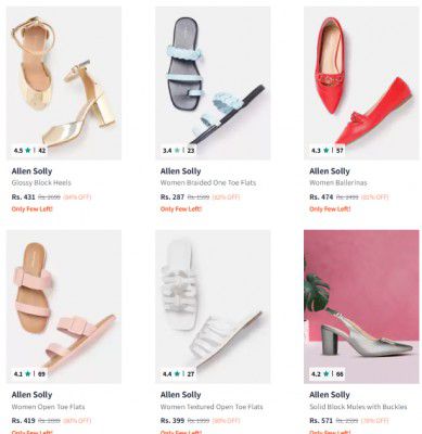 Myntra : Allen Solly Women's Footwear Upto 84% Off