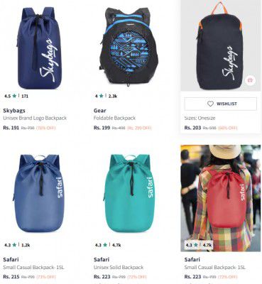 Myntra - UPTO 90% OFF - Branded Backpack Starts ₹191