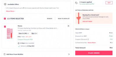 Myntra : Beauty Products Upto 79% off & Get Flat Rs.50 off With Coupon