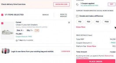 Myntra : Comet Mens Shoes + Flat Rs.400 OFF Using Coupon Code
