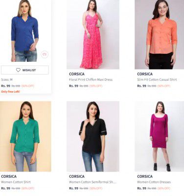 Myntra : Upto 90% OFF - Corsica Womens Clothing | Starts At Rs.149