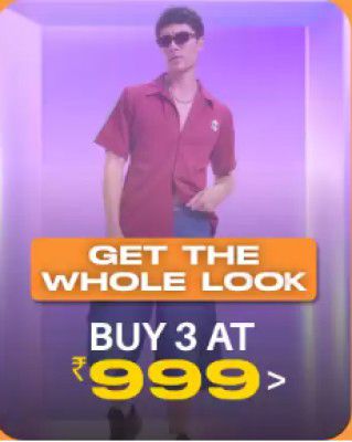 Myntra Double Discount |Men's Clothing, Buy 3 at ₹999 + Up to extra 20% OFF