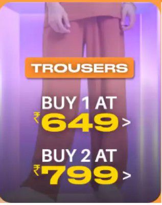 Myntra Double Discount |Men's Trousers, Buy 2 at ₹799 + Up to extra 20% OFF