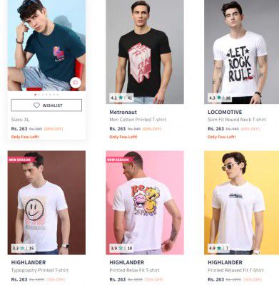 Myntra Extra Rs.100 off on T-shirt | With Coupon