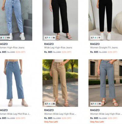 Myntra : Flat 63% OFF - Ragzo Jeans | For Womens