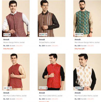 Myntra: Anouk - Flat 83% Off on Men Nehru Jacket