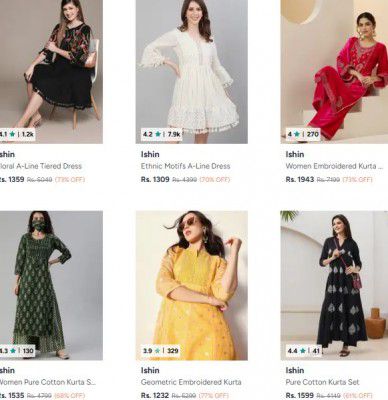 Myntra : Upto 86% OFF - Ishin Womens Clothing