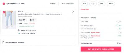 Myntra : Jeans Strats @321