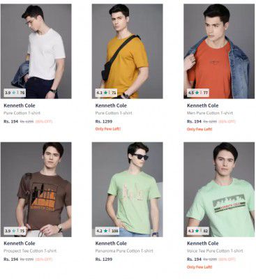 Myntra : Kenneth Cole Men's T-shirts at Rs 149