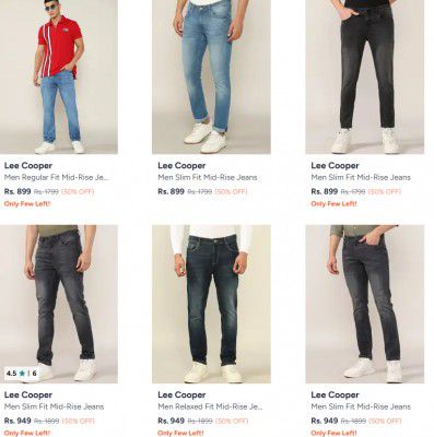 Myntra : Lee Cooper Mens Jeans | Starts @899/-