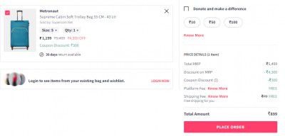 Myntra Loot : Branded Trolley Bags from Rs.899