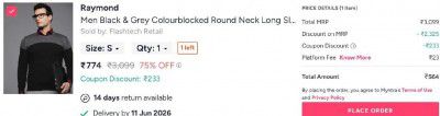 Myntra Loot : Extra 30% Off On Clothing