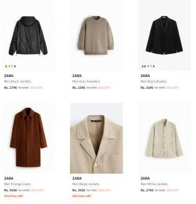 Myntra Loot : ZARA Men Clothing Starts At Rs 396