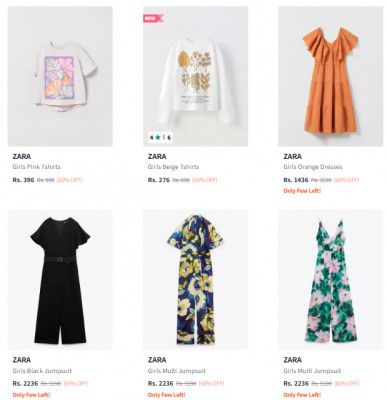 Myntra Loot : ZARA Girls Clothing Starts At Rs 135 | Flat 70% Off