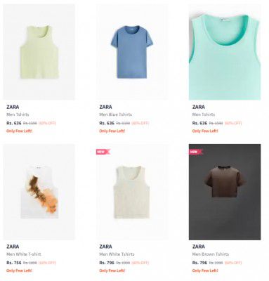 Myntra Loot : ZARA Mens T-Shirts Starts At Rs 796