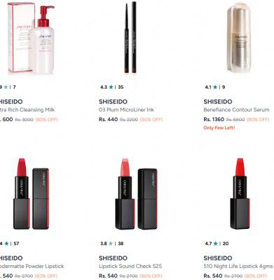 Myntra Loot : Flat 80% Off On Shiseido Beauty Products