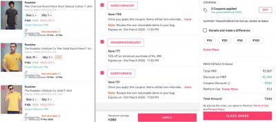 Myntra Loot : Get ₹200 Off + Extra Upto 15% Off On Clothing
