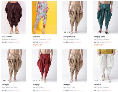 Myntra: Men's Dhoti Starts ₹319 | Upto 90% Off