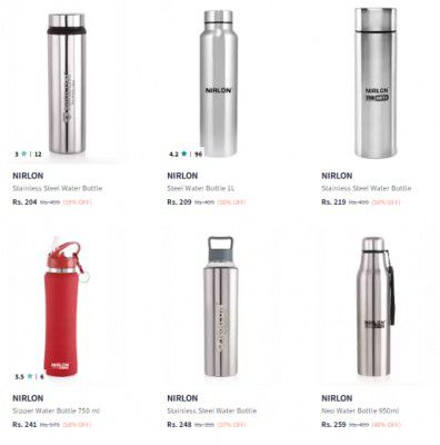 Myntra : Nirlon Water Bottle Upto 89% Off | Starts At ₹234