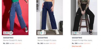 Myntra : SASSAFRAS Womens Joggers And Jeans Starts at ₹359| Upto 85% Off