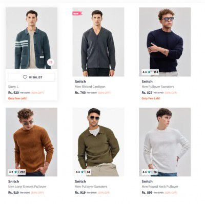 Myntra: Snitch Men Sweaters Upto 60% Off