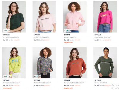 Myntra : Upto 72% Off On Spykar Women Sweatshirts | Starts at ₹479