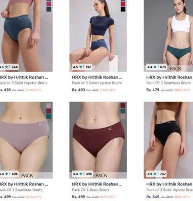 Myntra : Up to 74% OFF - Hrx By Hrithik Roshan X Fwd Briefs | For Womens