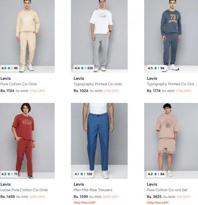 Myntra : Up to 75% OFF - Levis Co-ords | For Mens