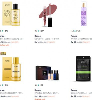 Myntra : Up to 75% OFF - Renee Personal Care Products