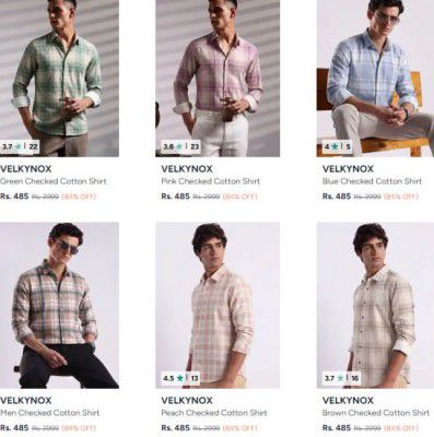 Myntra : Up to 84% OFF - Velkynox Shirts | For Mens