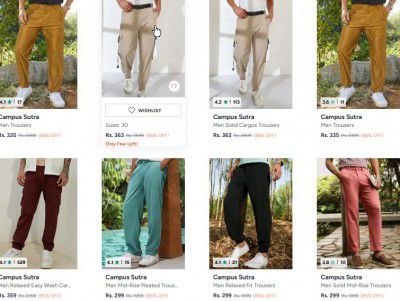 Myntra: UP TO 86% OFF- Campus Sutra Trousers | For Mens