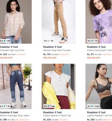 Myntra : Up to 86% OFF - Roadster X fwd Clothings | For Womens 