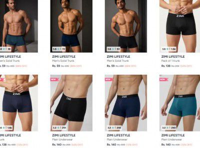 Myntra : Up to 88% OFF - Zimi Lifestyle Trunks | Starts At Rs.59