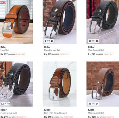 Myntra : Up to 89% OFF - Killer Belts | Starts At Rs.197