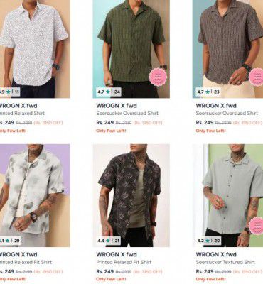 Myntra : Up to 89% OFF - Wrogn X Fwd Shirts