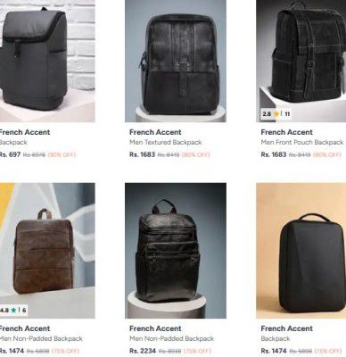 Myntra : Up to 90% OFF - French Accent Backpacks | Starts At Rs.697