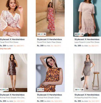 Myntra : Up to 90% OFF - Stylecast X Hersheinbox Dresses | Starts At Rs.399