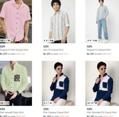 Myntra : Up to 90% OFF - Szn Shirts | For Mens