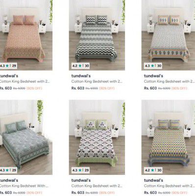Myntra : Up to 90% OFF - Tundwals Bedsheets | Starts At Rs.418