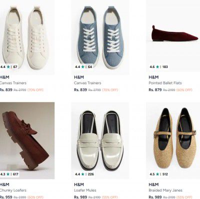Myntra : Upto 70% OFF - H And M Casual Shoes | Starts At Rs.839 
