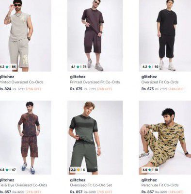Myntra : Upto 75% OFF - Glitchez Co ords | For Mens