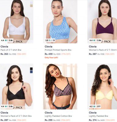 Myntra : Upto 78% OFF - Clovia Padded Bras | Starts At Rs.263