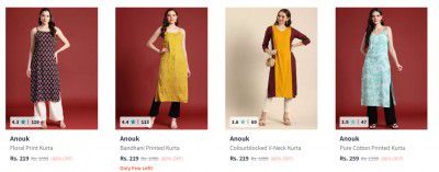 Myntra | Upto 80% Off On Womens Kurta Starts @ ₹219