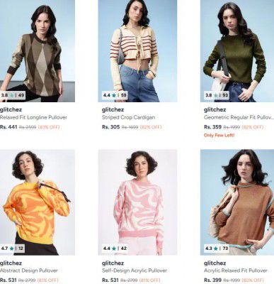 Myntra : Upto 83% OFF - Glitchez Sweaters | For Womens