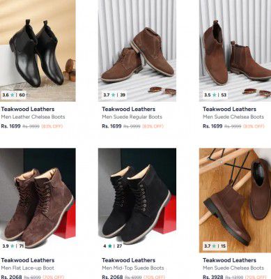 Myntra : Upto 83% OFF - Teakwood Leathers Boots | For Mens