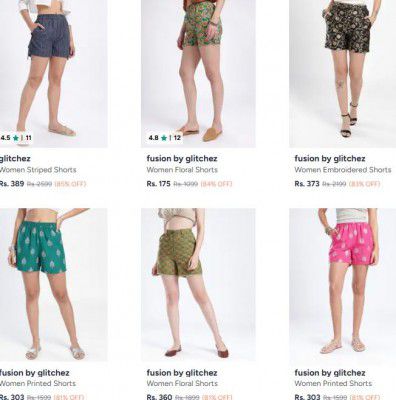 Myntra : Upto 85% OFF - Glitchez Shorts | For Womens