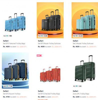 Myntra: Up to 83% OFF - Safari Trolley Bags