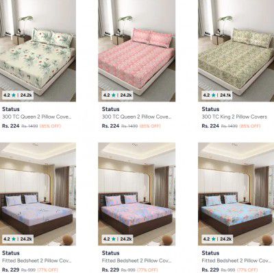 Myntra : Upto 85% OFF - Status Bedsheets | Starts At Rs.224
